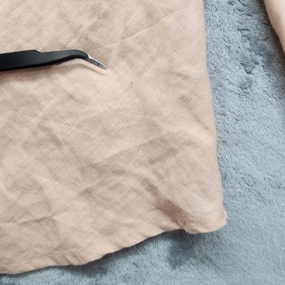 Kleen Top Womens Size L Orange Linen Button Up Crop Sleeve Blouse Lagenlook - Picture 5 of 11